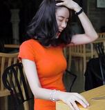 快手网络红人黑暗萝莉大美修身圆领体恤网红同款韩国短袖女T恤潮