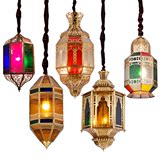 漫咖啡厅吊灯西餐厅阿拉伯全铜吊灯镂空焊锡彩色玻璃灯特色个性灯