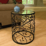 茶几桌子欧式铁艺床头柜圆形树枝小鸟创意矮桌休闲玻璃桌加粗加厚
