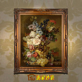 欧式有框画手绘油画别墅玄关餐厅装饰挂画古典花卉水果静物DL286