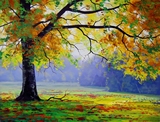 买一送一!!!   包邮DIY自制数字油画客厅风景大幅装饰画-秋天的树
