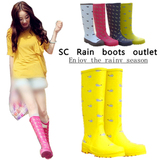 韩国雨靴 成人女式修脚显瘦可爱卡通女款高筒雨鞋水鞋印花橡胶靴