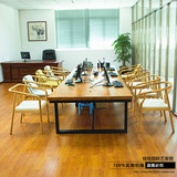 铁艺实木会议桌长桌简约现代长条复古办公家具电脑桌洽谈会客桌椅