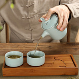 陶瓷旅行功夫茶具一壶两杯青瓷快客杯过滤网泡普洱茶壶红茶冲茶器