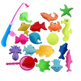 儿童钓鱼玩具 磁性套装宝宝戏水磁铁钓鱼池小孩小猫钓鱼玩具 包邮