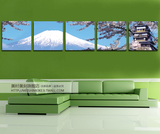 樱花富士山装饰画 无框画客厅餐厅壁画 日本料理店挂画版画日式画