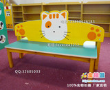 幼儿园儿童高档休闲凳椅木质沙发椅幼儿休闲椅卡通猫咪趣味长椅
