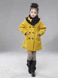 2015新款童装 韩版秋冬装中长款女童羊毛呢子加棉外套公主大衣