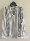 西班牙代购 在途现货 Zara 女士刺绣条纹衬衫1821/050 1821050
