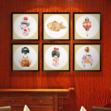 小清新日式挂画寿司店装饰画儿童房卡通挂画餐厅壁画走廊画有框画