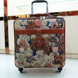 小熊正品旅行箱万向轮女拉杆箱韩国可爱防水登机行李拖箱包16寸潮