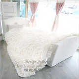 韩国加厚保暖 韩式白色荷叶浪花纯色床品四件套韩式家居床上用品