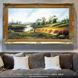 古典山水风景油画欧式田园丰收景色客厅玄关餐厅装饰有框画