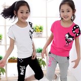 女童夏装套装2016新款夏季韩版中大童女孩短袖运动休闲两件套