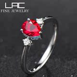 LAC高级彩宝 天然红宝石戒指 时尚新款水滴型18K玫瑰金情人节礼物