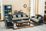 法式美式外贸出口实木复古做旧三人沙发美式经典做旧沙发组合定制