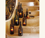 创意时尚家居欧式烛台 墨绿色红酒瓶切割 大号玻璃灯罩客厅装饰品