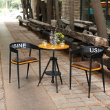 美式复古实木阳台桌椅套件铁艺休闲酒吧咖啡厅靠背吧台椅子办公椅