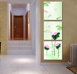 竖版荷花鲤鱼-现代时尚无框装饰画客厅玄关过道挂画壁画墙画挂钟