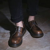 新款低帮马丁靴日系男士休闲皮鞋英伦复古工装短靴韩版圆头小皮鞋