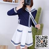 [好质量]春季海军风长袖水手服连衣裙日本学生装jk制服女校服套装