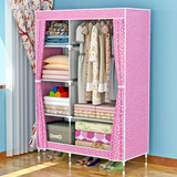 简易储物衣服柜子组装简约收纳迷你女士粉红色布艺衣架衣柜衣橱柜