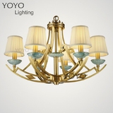 YOYO 新中式全铜陶瓷吊灯 欧美式出口款客厅卧室书房 别墅样板