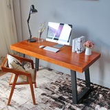 北欧实木笔记本电脑桌台式家用写字桌双人办公桌简易书桌简约现代