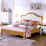 美式实木床1.8橡木简约现代双人床欧式床真皮原木色全实木定制