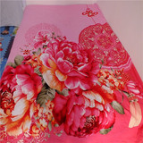 粉色纯棉斜纹磨毛加厚全棉布料立体花双人床单面料被套被面被单布
