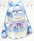 韩国代购 满月婴儿用品礼物 纯棉宝宝新生儿礼盒婴儿尿布蛋糕套装