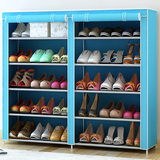 五层双排简约现代加固组装鞋柜 简易布艺室内门后防尘鞋架子BFE36