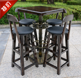 厂家直销实木酒吧桌椅套件户外休闲餐厅桌椅咖啡铁艺高脚桌椅组合