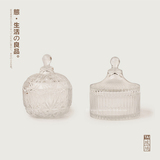 态生活 欧式透明水晶玻璃糖盅 韩式条纹水晶糖缸 方糖罐 储物罐