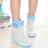 新款韩国时尚雨鞋果冻保暖雨靴甜美中筒女士防滑多色套鞋特价包邮