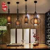 新中式鸟笼创意吊灯酒吧餐厅饭店吧台现代简约个性铁艺仿古过道灯
