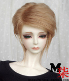 M7-BJD娃娃用假发1/6 1/4 1/3毛毛头亚麻金色中长毛自由造型