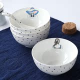 聚可爱 北欧少女陶瓷碗骨瓷家用创意米饭碗小汤碗居家高档餐具