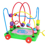 木制玩具智力拖车 绕珠 宝宝 串珠大号婴儿益智儿童玩具0-1-2-3岁