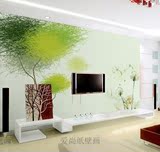 大型无缝壁画墙纸客厅卧室沙发电视背景墙纸画简约绿色抽象树定制
