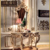 御匠壹号 意大利欧式家具定制 实木雕刻白色金箔 玄关桌 玄关台