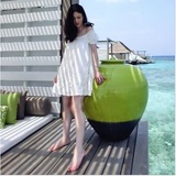 刘钰懿同款大码宽松海滩显瘦沙滩裙海边度假裙蕾丝白色连衣裙短裙