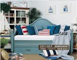美式实木沙发床坐卧两用宜家汉尼斯多功能抽屉储物推拉伸缩沙发床