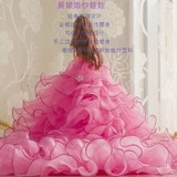 包邮芭比娃娃婚纱公主大拖尾拖裙四季仙子梦幻白粉红色3d真眼套装
