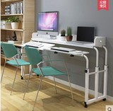 床上双人电脑桌架 笔记台式两用跨床桌 可倾斜双台面护理桌餐桌