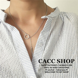 「CACC」925银  个性几何 微镶圆环一字长条锁骨链项链