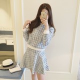 2016秋季新款韩版女装套装长袖套头上衣+A字短裙宽松百搭两件套潮