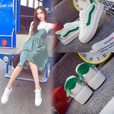 夏季新款韩版帆布鞋女厚底舒适透气鞋学生休闲简约系带文艺小白鞋