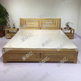 定制老榆木家具免漆双人大床床头柜实木新中式单人床高低床床榻