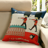简约棉麻亚麻卡通可爱靠垫抱枕头汽车沙发办公室座椅靠垫套子含芯